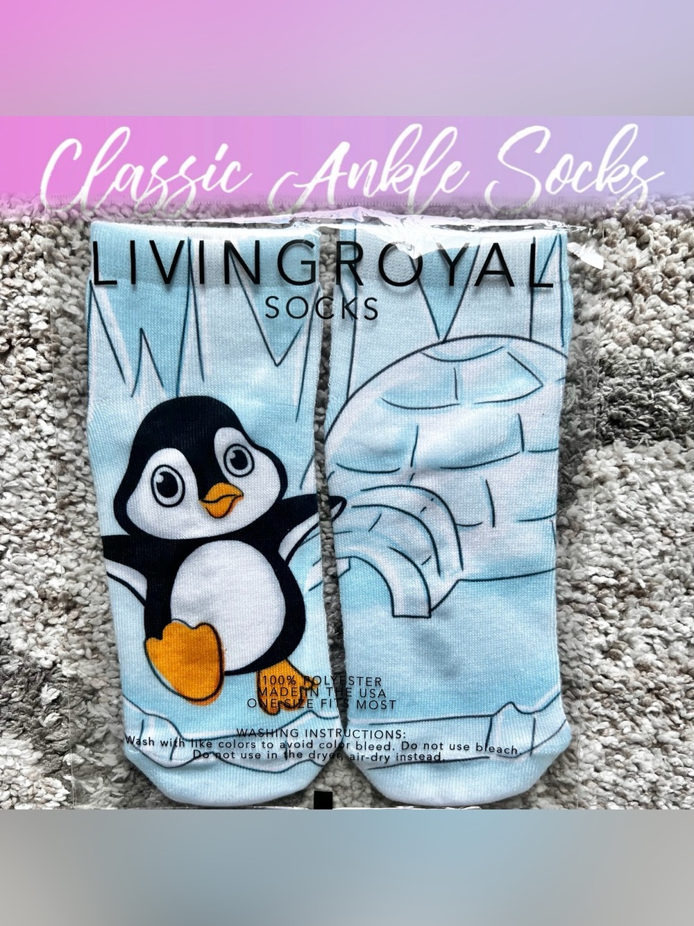 Living Royal Women’s Light Blue Penguin Ankle Socks